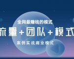 王冲老师《流量+团队+模式》商业模式实战课，全网最赚钱的模式