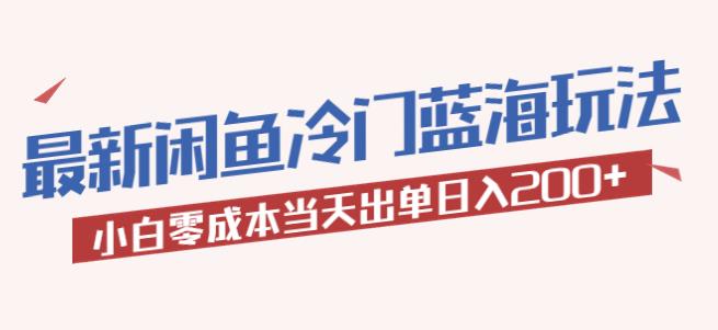 2023最新闲鱼冷门蓝海玩法,小白零成本当天出单日入200+【揭秘】