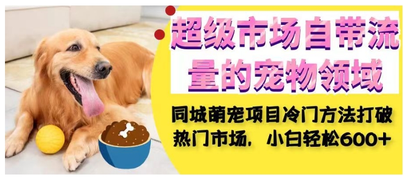 超级市场自带流量的宠物领域,同城萌宠项目冷门方法打破热门市场,小白轻松600+