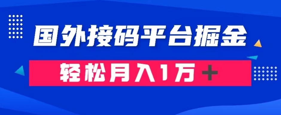 通过国外接码平台掘金:成本1.3,利润10+,轻松月入1万+【揭秘】