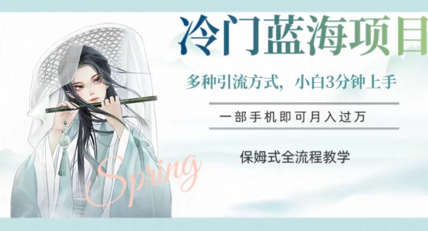 冷门蓝海项目,操作简单,小白3分钟上手,多种引流方式,保姆式全流程教学【揭秘】