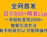 全网首发！日引800+精准老色批，一天变现2000+，独家引流方法，可矩阵操作【揭秘】