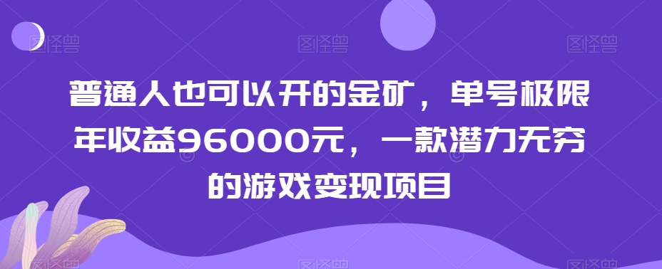 普通人也可以开的金矿,单号极限年收益96000元,一款潜力无穷的游戏变现项目【揭秘】