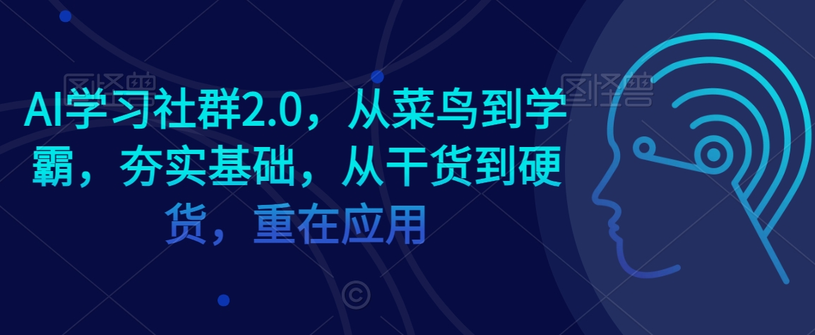 AI学习社群2.0,从菜鸟到学霸,夯实基础,从干货到硬货,重在应用