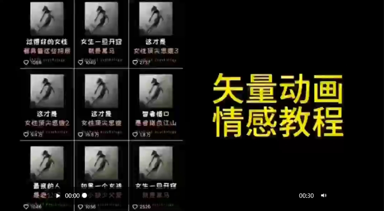 矢量动画情感教程:高点赞涨粉,适合情感、思维、创业教育等赛道