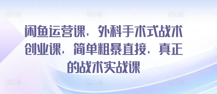 闲鱼运营课,外科手术式战术创业课,简单粗暴直接,真正的战术实战课
