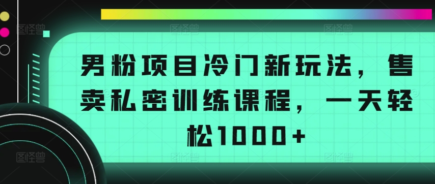 男粉项目冷门新玩法,售卖私密训练课程,一天轻松1000+【揭秘】