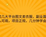 通过几大平台图文卖衣服，副业首选，收入可观，项目正规，几分钟学会实操【揭秘】