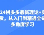 2024拼多多最新理论+实操干货，从入门到精通全链路多角度学习