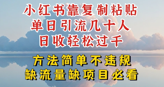 小红书靠复制粘贴单日引流几十人目收轻松过千,方法简单不违规【揭秘】