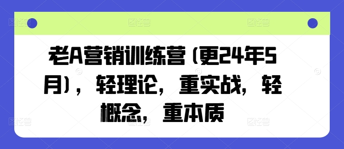 老A营销训练营(更24年6月),轻理论,重实战,轻概念,重本质