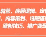 小红书私教营，底层逻辑、定位赛道、账号包装、内容策划、选题搭建、爆款创作、涨粉技巧、推广变现等等