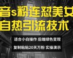 抖音s粉连怼美女号自热引流技术复制粘贴，20天万粉账号，无需实名制，矩阵操作【揭秘】