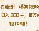 小白速进，爆笑视频混剪，日入3张，百万播放轻松破【揭秘】