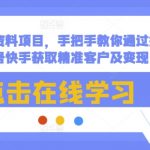 最新教辅资料项目，手把手教你通过抖音视频号快手获取精准客户及变现