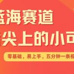 最新蓝海赛道，指尖上的小可爱，几分钟一条治愈系视频，日入几张，矩阵操作收益翻倍
