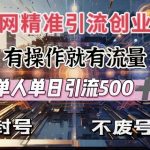 全网独家引流创业粉，有操作就有流量，单人单日引流500+，不封号、不费号