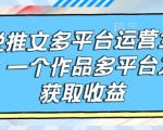 小说推文多平台运营全流程，一个作品多平台发布获取收益