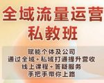全域流量运营操盘课，赋能个体及公司通过全域+私域打通提升营收