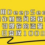 利用DeepSeek制作财运风景视频，引爆你的流量，单日变现多张