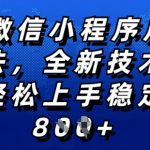 2025年微信小程序全新玩法纯小白易上手，稳定日入多张，技术全新升级，全网首发【揭秘】