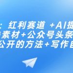 付费文章：红利赛道 +AI提示词 +批量找稀缺素材+公众号头条号成功起号不公开的方法+写作自动化
