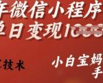 25年微信小程序推广单日变现多张，独家技术，小白宝妈轻松上手【揭秘】