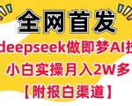 用deepseek做即梦Ai拉新 小白实操月入过W+【附报白渠道】