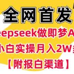 用deepseek做即梦Ai拉新 小白实操月入过W+【附报白渠道】