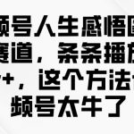 视频号人生感悟图文赛道，条条播放10w+，这个方法做视频号太牛了