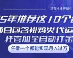 25年推荐这10个副业项目包含褂鸡类、代运营托管类、全自动打金类【揭秘】