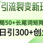 微信引流裂变新玩法：布局50+长尾词矩阵，轻松日引300+创业粉
