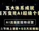 五大体系成就百万变现AI超级个体- AI流量变现特训营，一步一步教你一个人怎么年入百W