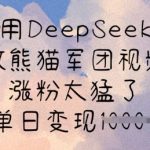 用DeepSeek做熊猫军团视频，涨粉太猛了，单日变现多张