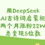 用DeepSeek做AI古诗词启蒙视频，两个月涨粉22W，总变现5位数