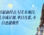 外面卖398最新抖音AI美女项目，撸抖音广告分成计划，单日几张，小白也能操作