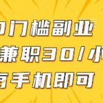 0门槛副业，线上兼职30一小时，有手机即可【揭秘】