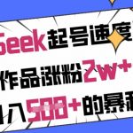 用DeepSeek起号速度开挂，单条作品涨粉2w+，日入5张+的暴利玩法