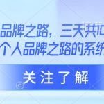 AI个人品牌之路，​三天共10小时小课，个人品牌之路的系统构建