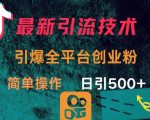 最新引流方法，引爆全平台的一个创业粉，简单操作日引300+