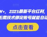 月入过W+，2025最新平台红利，无需本金、无需技术绑定账号就能自动收米