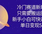 冷门赛道新玩法，只需要搬运图片，新手小白可快速上手，单日变现多张