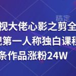 抖音影视大佬心影之剪全套教学，影视第一人称独白课程，26条作品涨粉24W