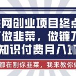 互联网创业尽头-不做韭菜，做镰刀，通过知识付费月入10个【揭秘】