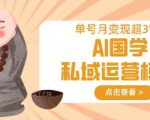 AI国学私域运营模型，单号月变现过W
