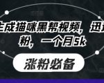 即梦AI生成猫咪黑帮视频，迅速起号涨粉，一个月5k