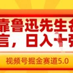 靠鲁迅先生名言，日入数张，视频号掘金赛道5.0