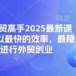 帮你成为外贸高手2025最新课程，帮助你以最快的效率，最稳的方法进行外贸创业