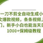 AI一刀不剪全自动生成小说推文爆款视频，条条视频上热门，新手小白也能当天日入数张