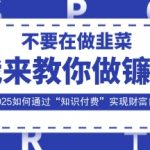 韭菜生涯终结者，我来教你做镰刀，2025如何通过“知识付费”实现财F自由【揭秘】